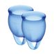 Набір менструальних чаш Satisfyer Feel Confident (dark blue), 15мл та 20мл, мішечок для зберігання SO3576 фото 1